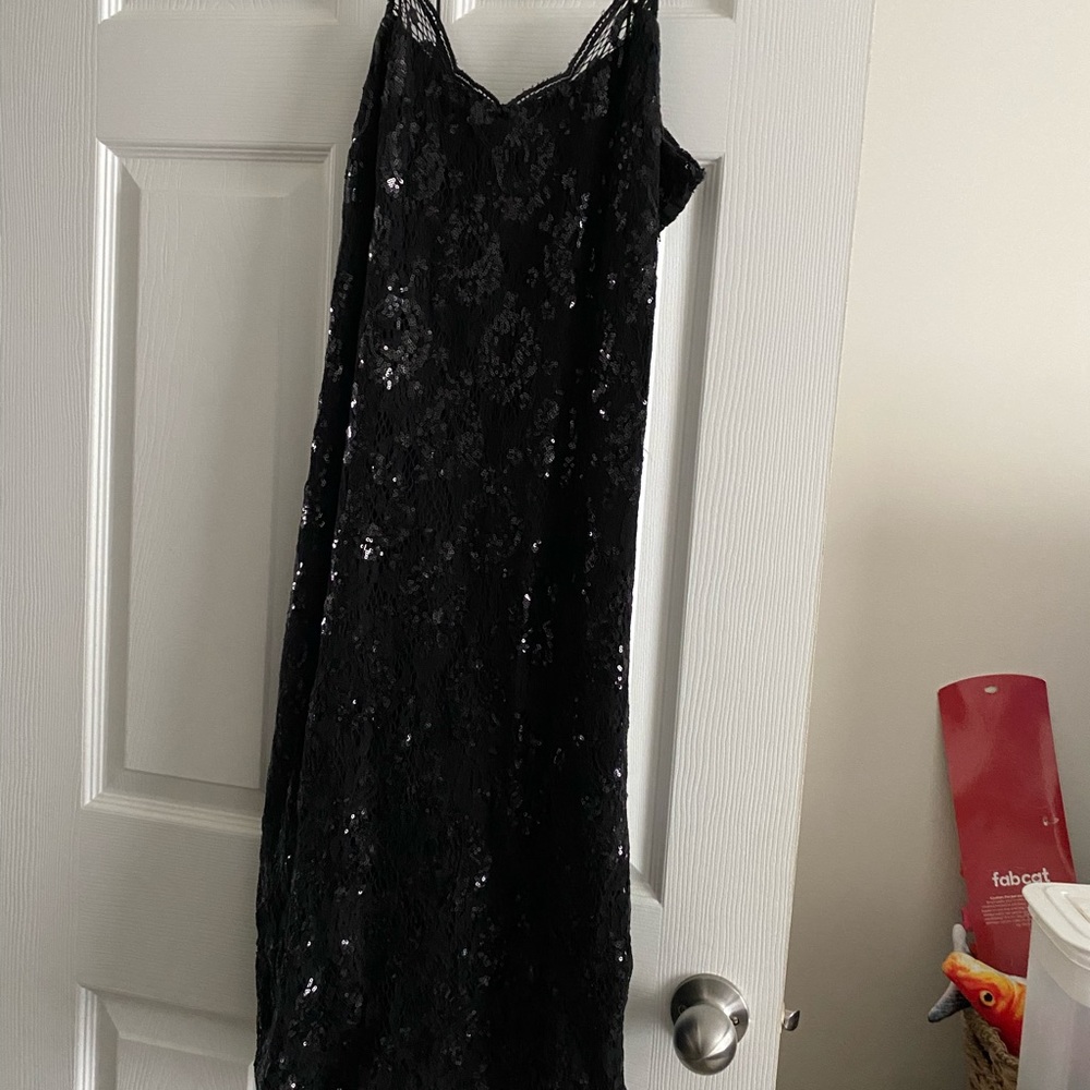 Sequin Black Midi Dress
